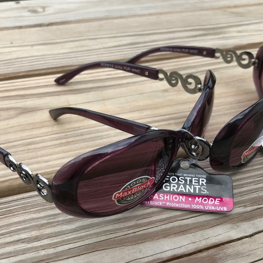 Lot of 2 Sunglasses Foster Grant Women Purple Eye - Picture 2 of 8